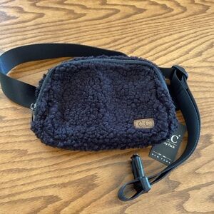 NWT C.C Black Sherpa Fanny Pack